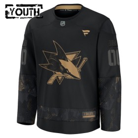 San Jose Sharks Fanatics Military Appreciation Practice Custom 2024-25 Schwarz Trikot - Kinder
